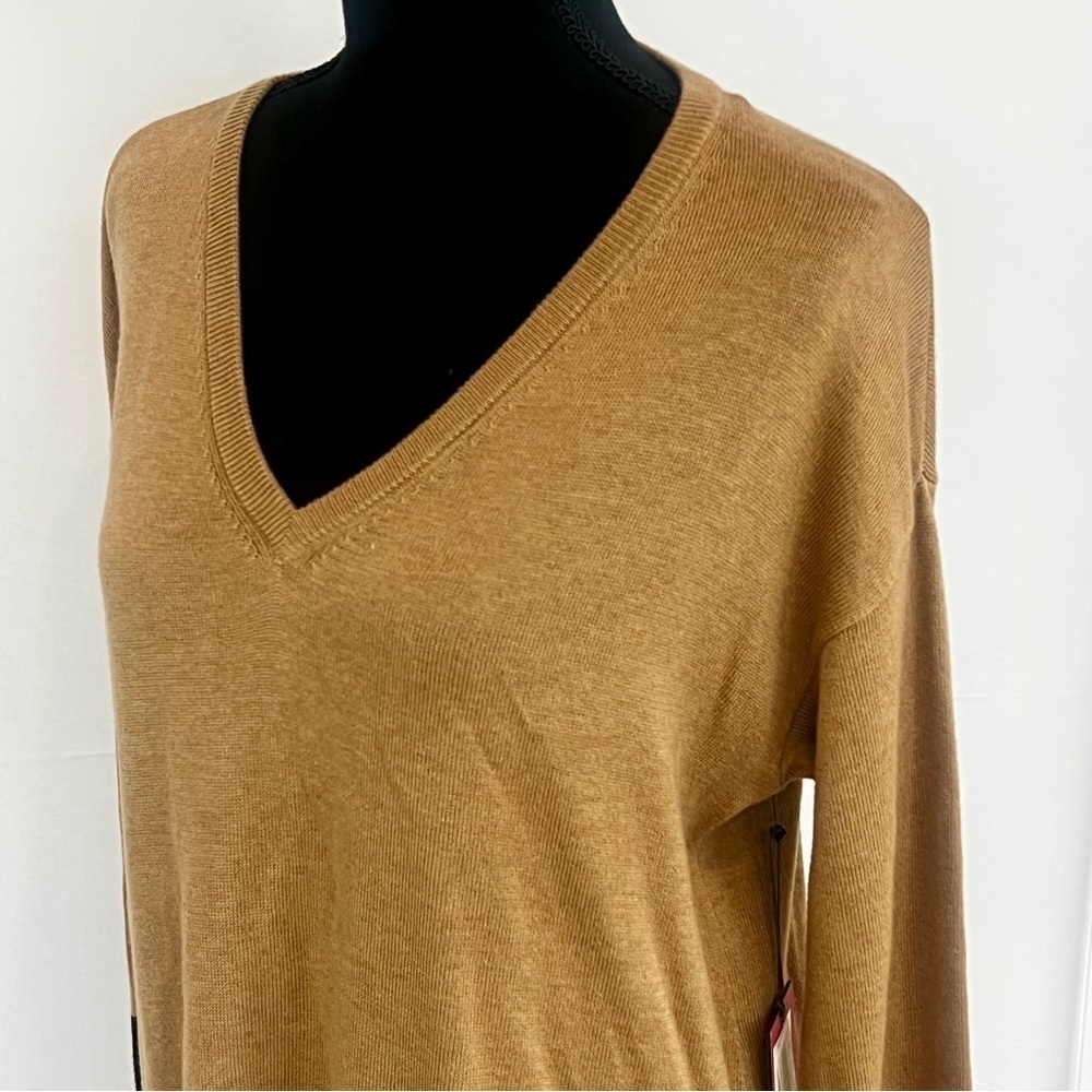 ☀️Vince Camuto Hi-Lo V Neck Brown Black Gray Sweater Small - Picture 3 of 5